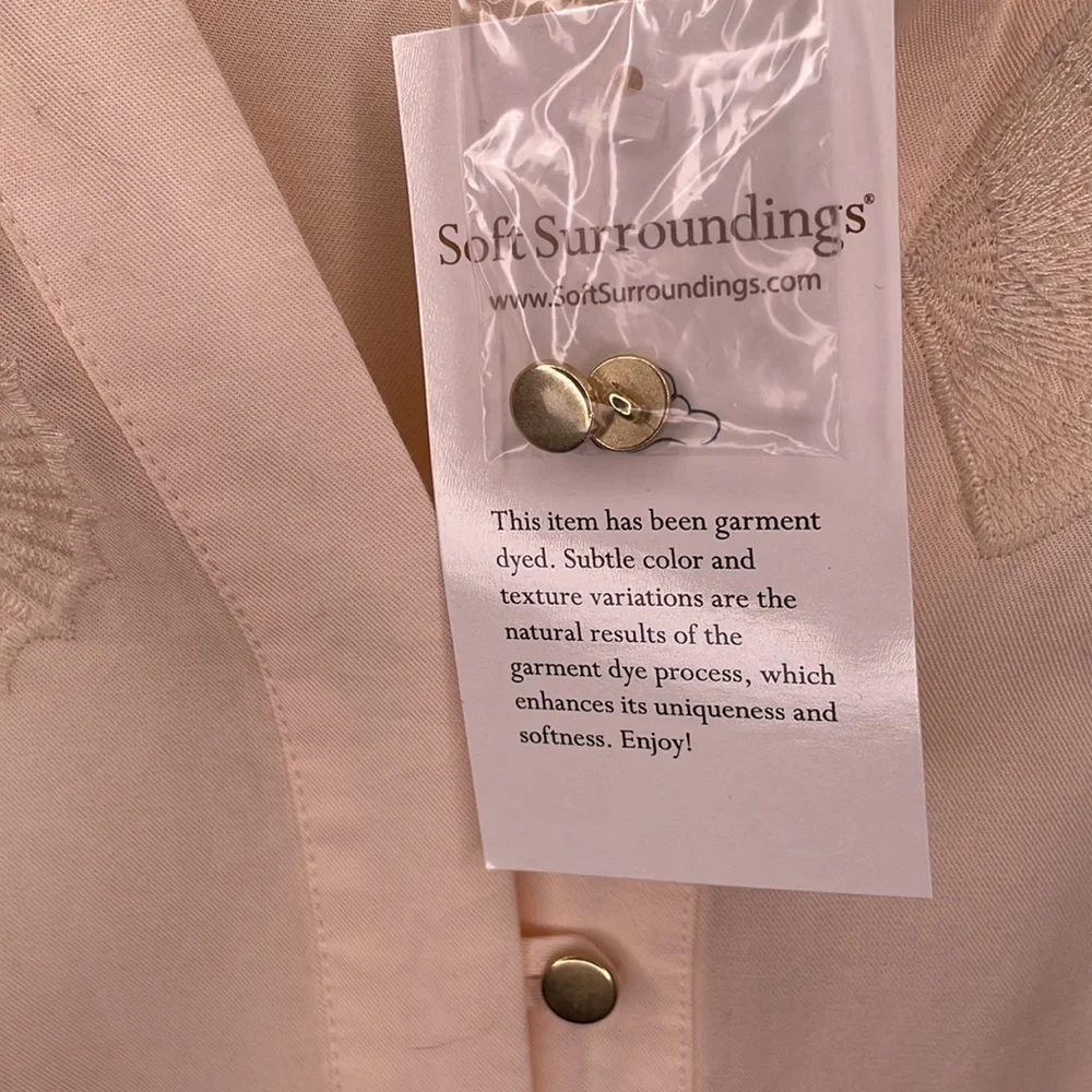 Soft surroundings Sonya embroidered tencel fan blouse in cream, size L NWT - Picture 7 of 10